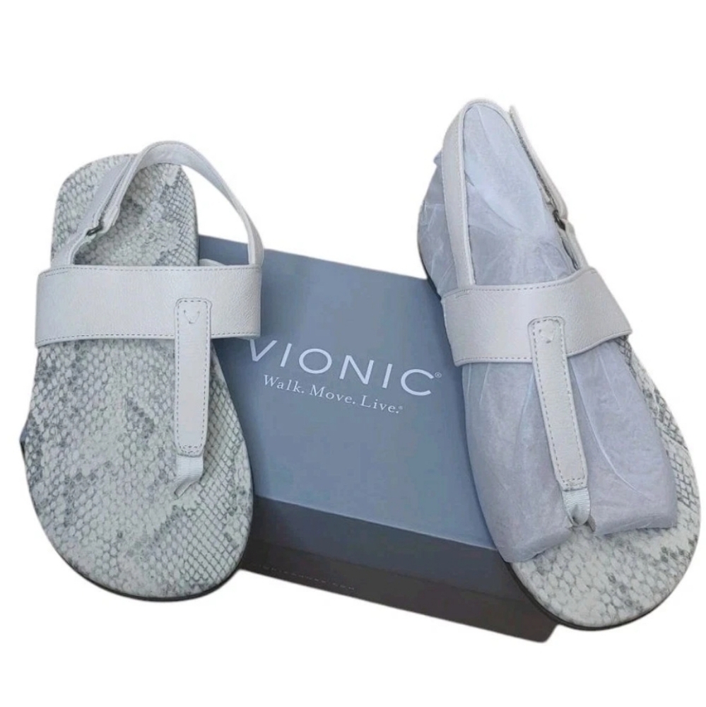 Vionic Tala Pale Leather Sandals Woman 9 Wide Supportive T-Strap Slingback NIB - Picture 8 of 8